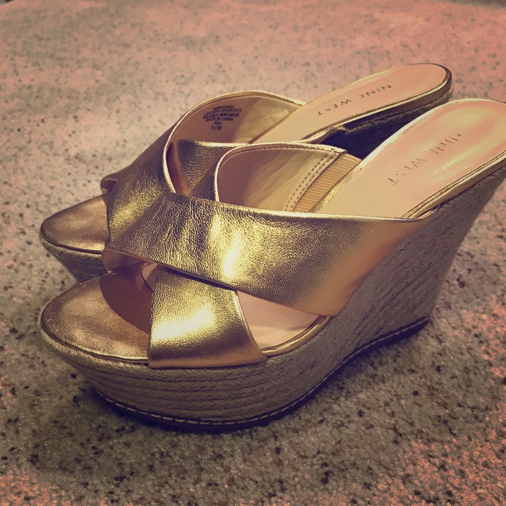Nine West gold wedges, size 5.5